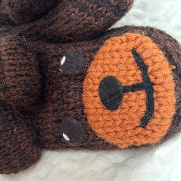 Super cute Bear mittens wool blend lined adult sized medium women’s 10.5” long - Picture 5 of 8